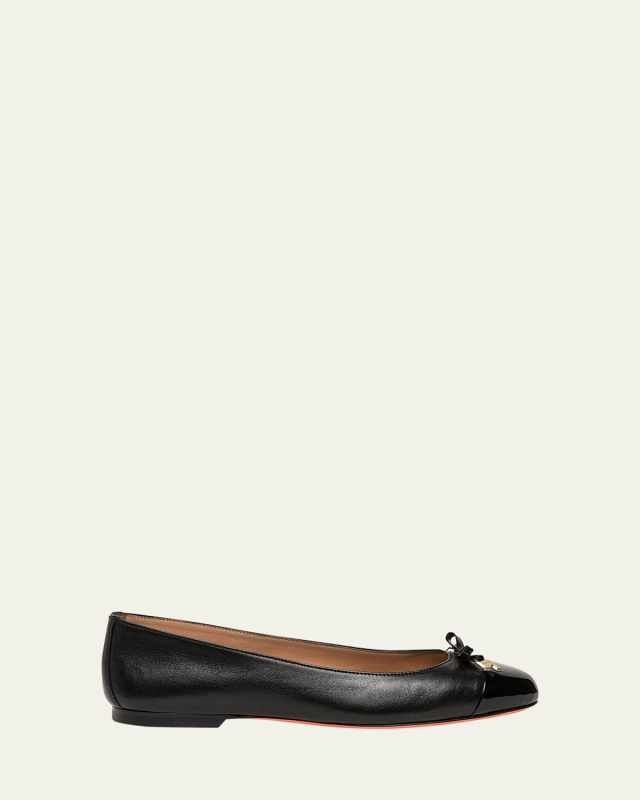 Sandy Leather Bow Ballet Flats